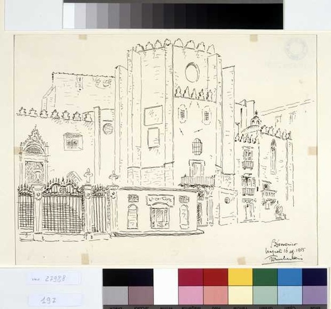 veduta della chiesa di San Domenico Maggiore a Napoli (disegno, opera isolata) di Tamberlani Ferdinando (sec. XX)