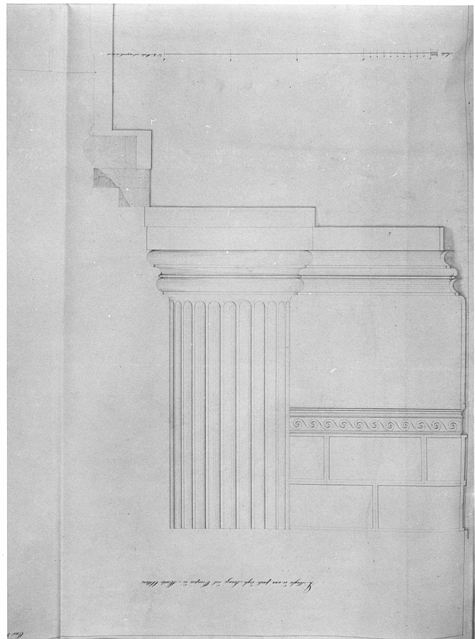 Sezione, architettura: tempio di Marte Ultore (disegno, opera isolata) di Franzini Bartolomeo (sec. XIX)