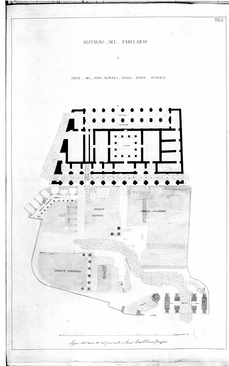 Planimetria, architettura: Tabulario (disegno, opera isolata) di Franzini Bartolomeo (sec. XIX)