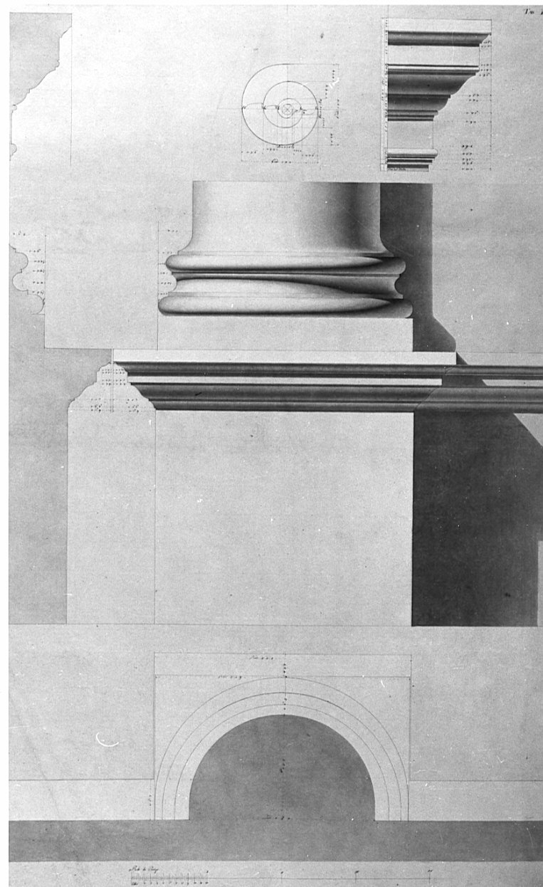 fianco, sezione, architettura: progetto di un Macello Bovino (disegno, opera isolata) di Sarti Francesco (sec. XIX)