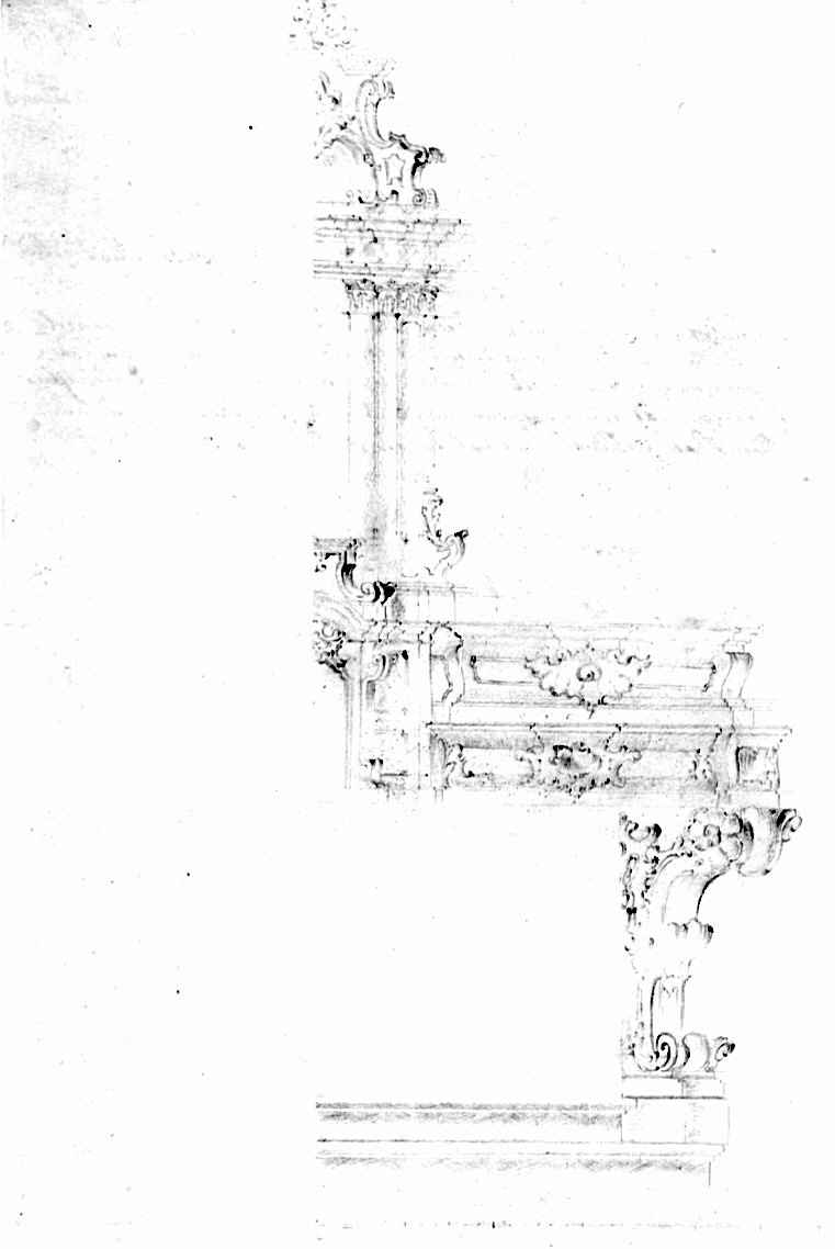 Progetto per l'altare maggiore per la chiesa di Sant'Agata di Bisaglio, architettura: progetto per altare maggiore (disegno, opera isolata) - ambito lombardo (sec. XVIII)