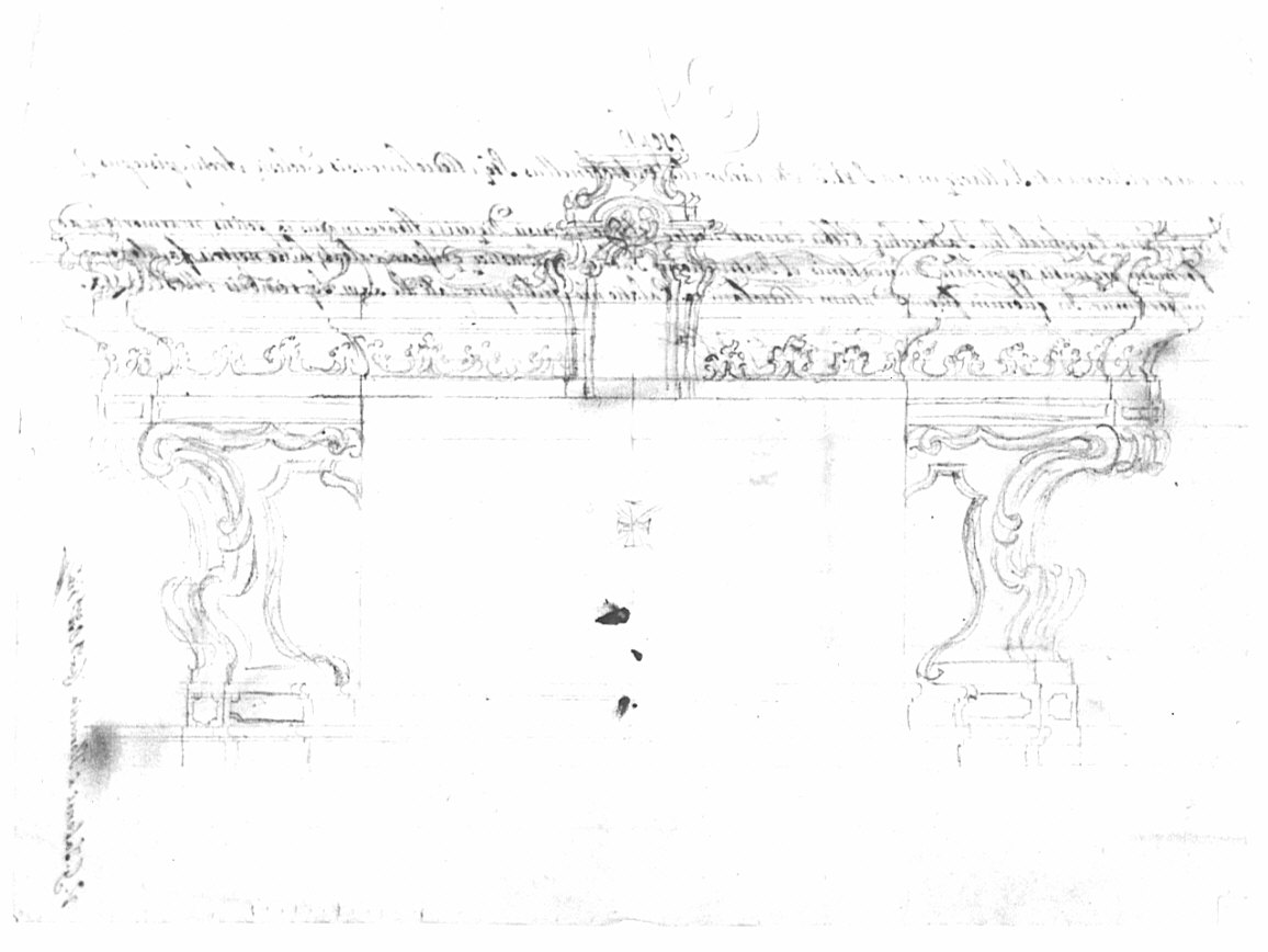 Progetto per l'altare maggiore della chiesa parrocchiale di Fallavecchia, architettura: progetto per altare maggiore (disegno, opera isolata) - ambito lombardo (sec. XVIII)