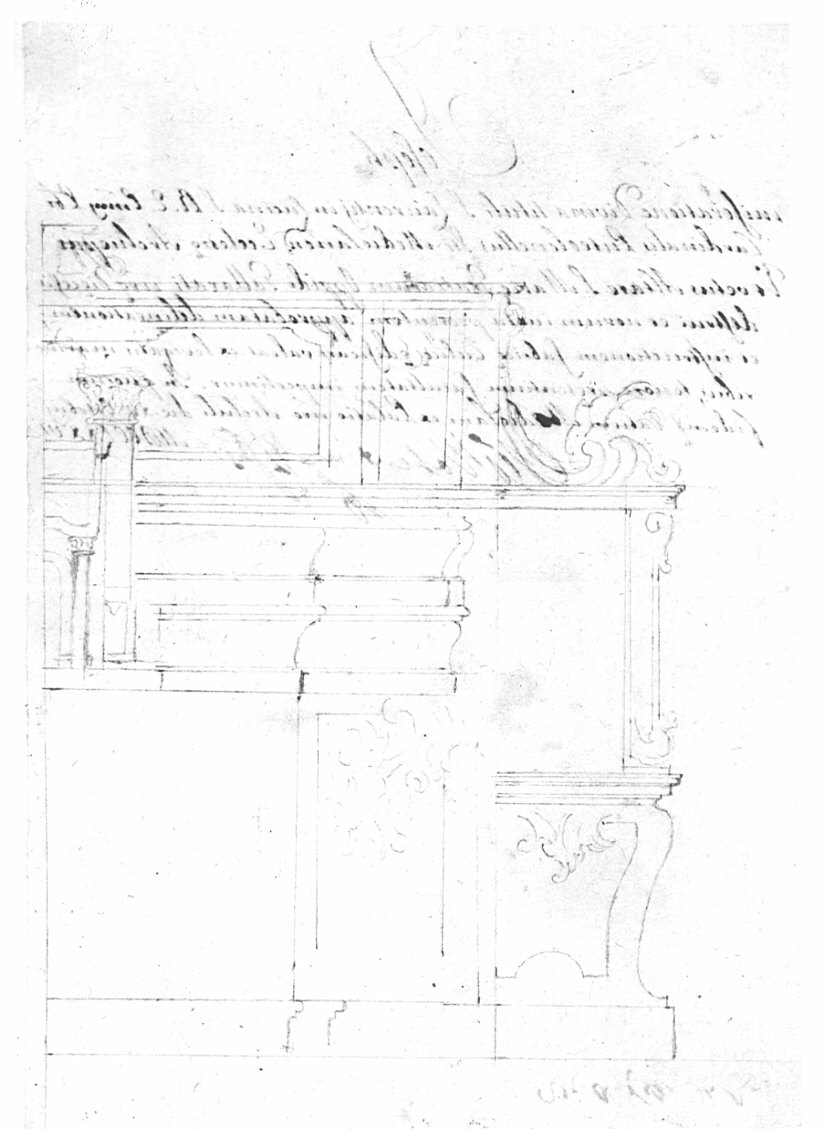 Progetto per l'altare maggiore della chiesa di Santa Maria delle Grazie a Gallarate, architettura: progetto per altare maggiore (disegno, opera isolata) - ambito lombardo (sec. XVIII)