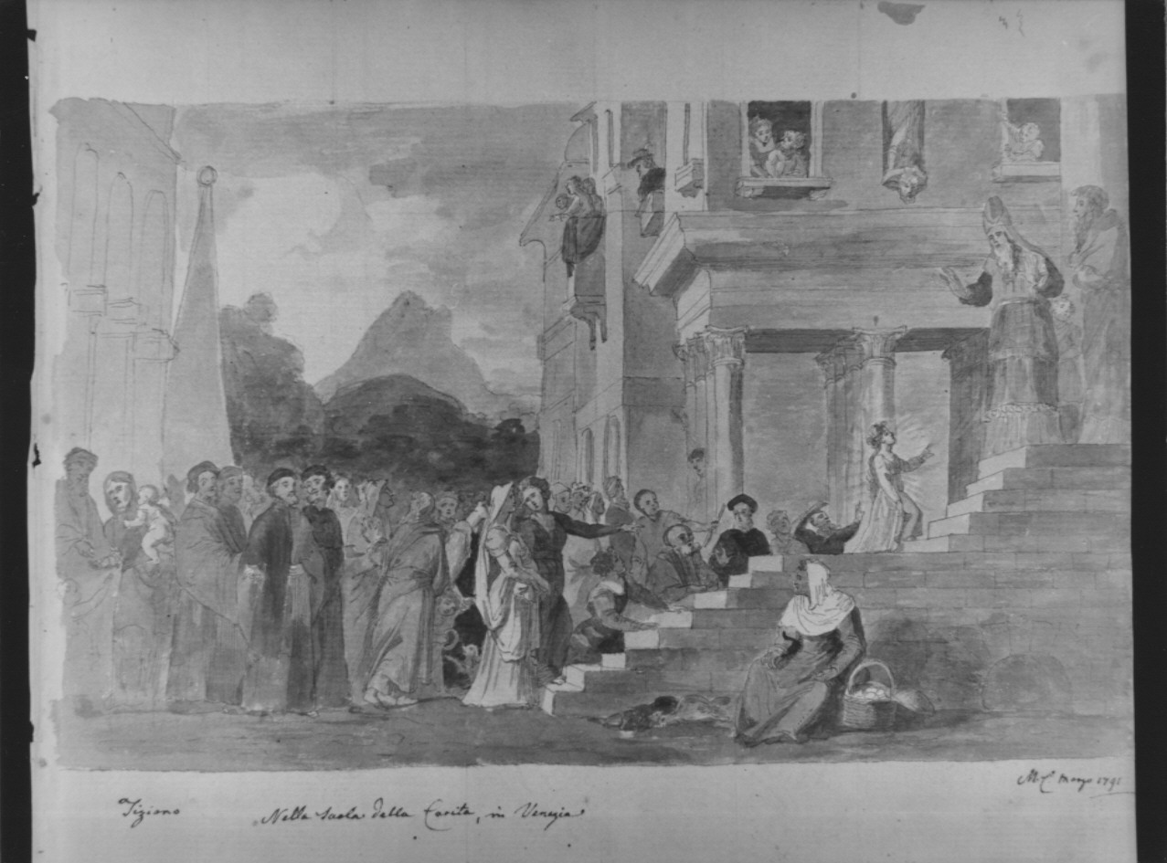 La presentazione di Maria al tempio, presentazione di Maria Vergine al tempio (disegno, opera isolata) di Cosway Hadfield Maria (sec. XVIII)