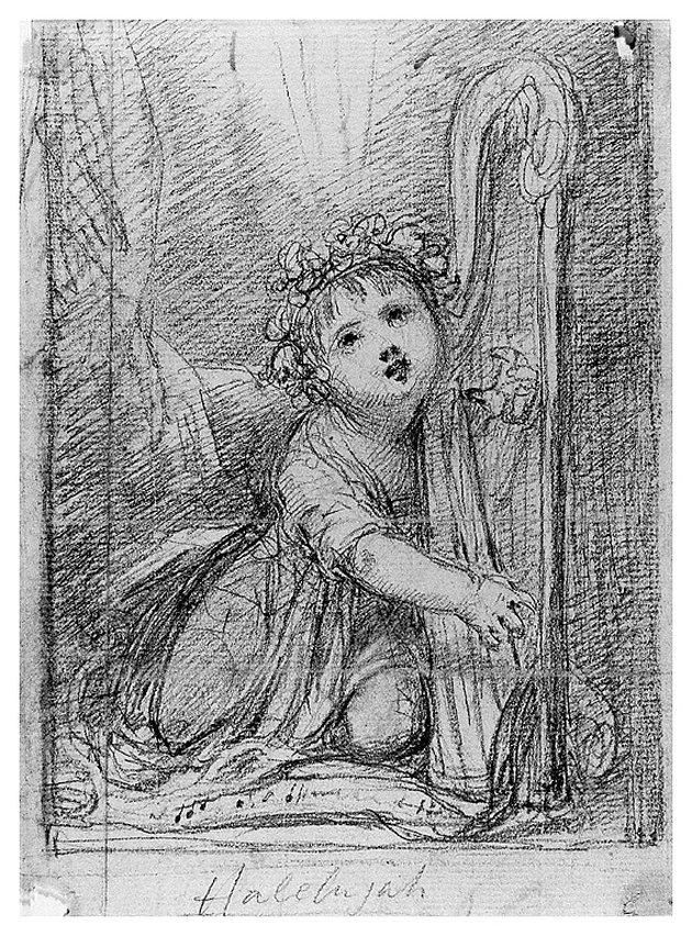 La figlia Louisa con l'arpa, bambina (disegno, opera isolata) di Cosway Richard (sec. XVIII)