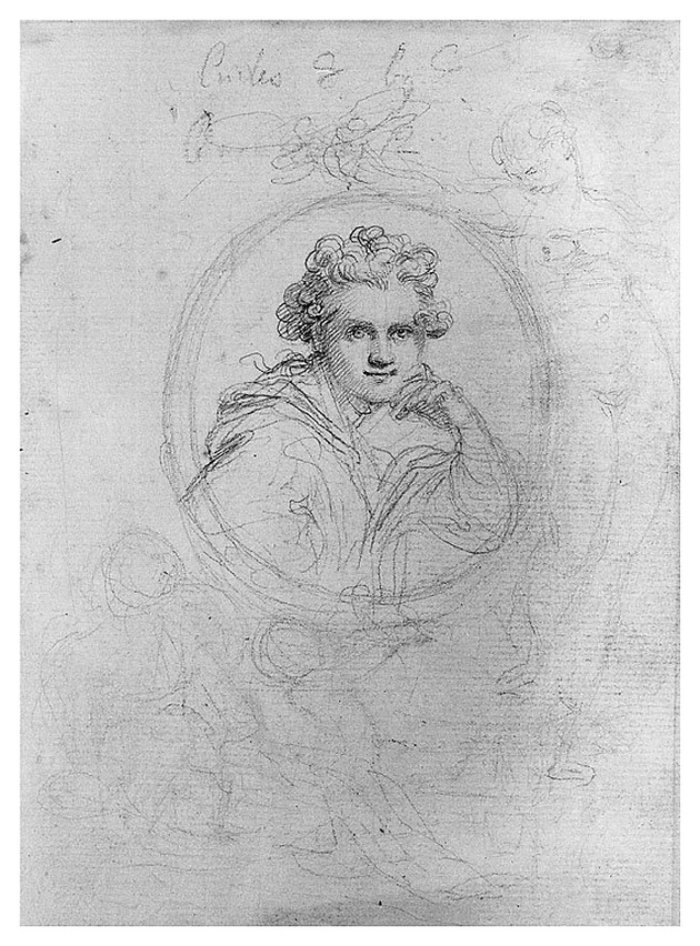 Autoritratto di Richard Cosway con figura femminile a destra, figura maschile (disegno, opera isolata) di Cosway Richard (sec. XVIII)