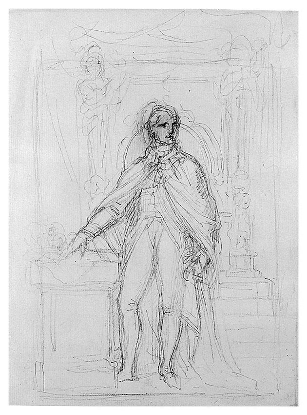 Nobile con spada nella mano sinistra, figura maschile (disegno, opera isolata) di Cosway Richard (inizio sec. XIX)