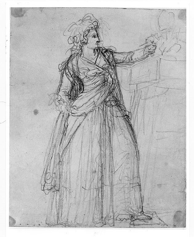 La scultrice Damer, figura femminile (disegno, opera isolata) di Cosway Richard (fine sec. XVIII)
