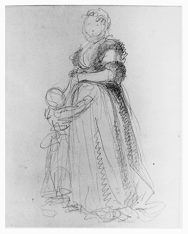 giovane madre con bambino (disegno, opera isolata) di Cosway Richard (sec. XVIII)
