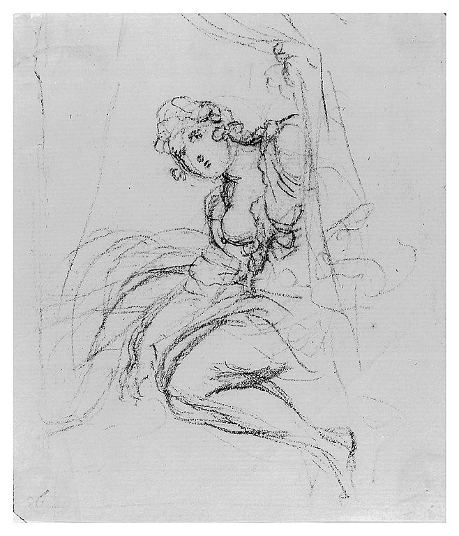 figura femminile seduta sul letto (disegno, opera isolata) di Cosway Richard (fine sec. XVIII)