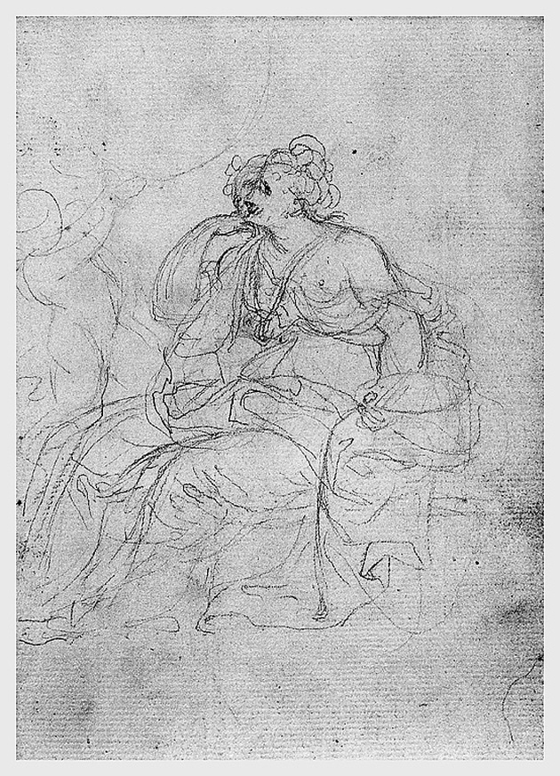 figura femminile (pittrice?) con putto (disegno, opera isolata) di Cosway Richard (sec. XIX)