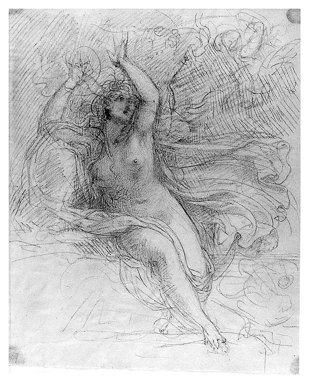 figura femminile nuda con braccia alzate (disegno, opera isolata) di Cosway Richard (sec. XIX)