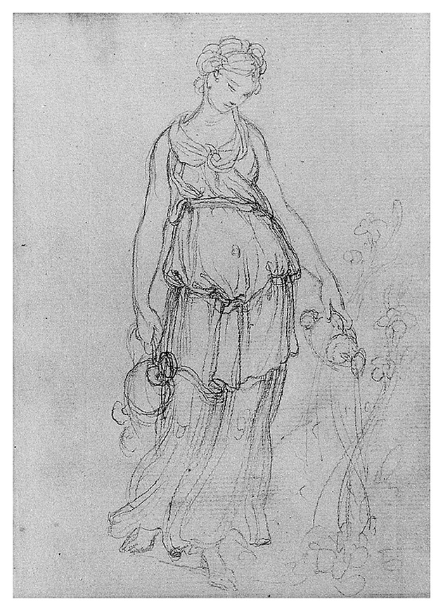 figura femminile con brocche (disegno, opera isolata) di Cosway Richard (fine sec. XVIII)