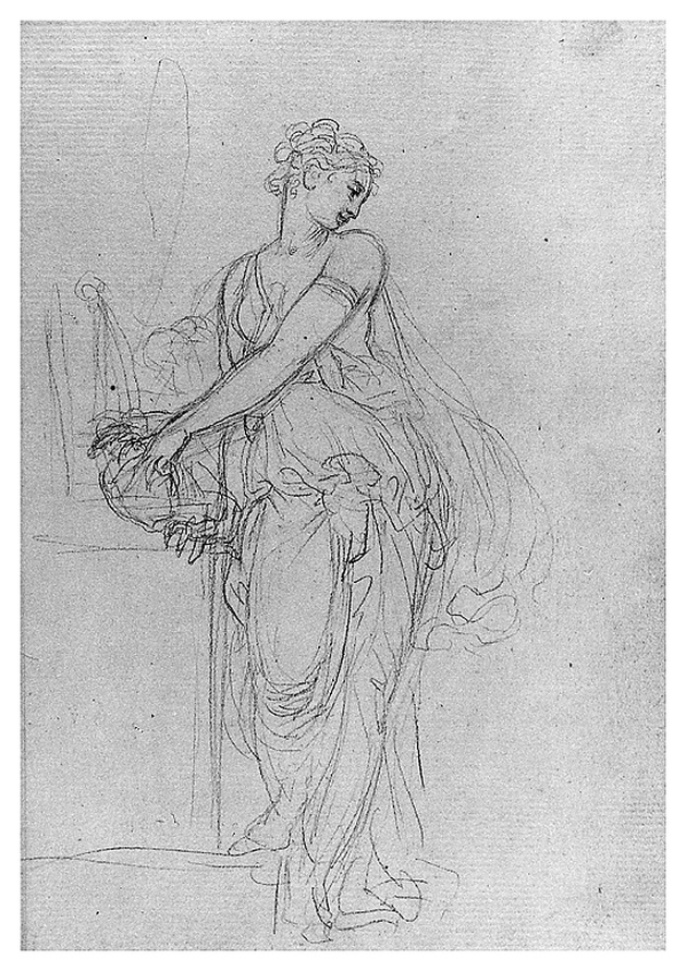 donna in piedi vista di profilo (disegno, opera isolata) di Cosway Richard (fine sec. XVIII)