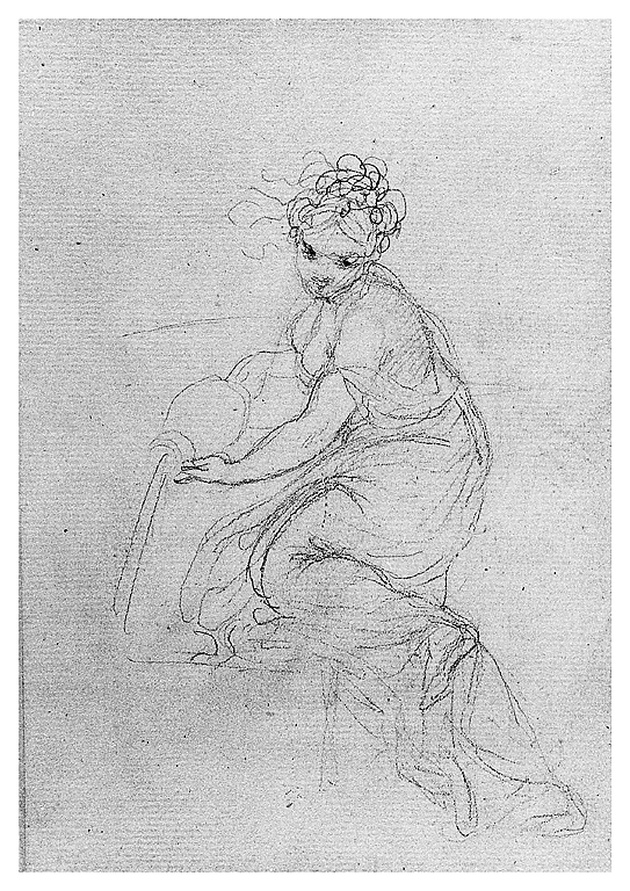 figura femminile con brocca (disegno, opera isolata) di Cosway Richard (fine sec. XVIII)