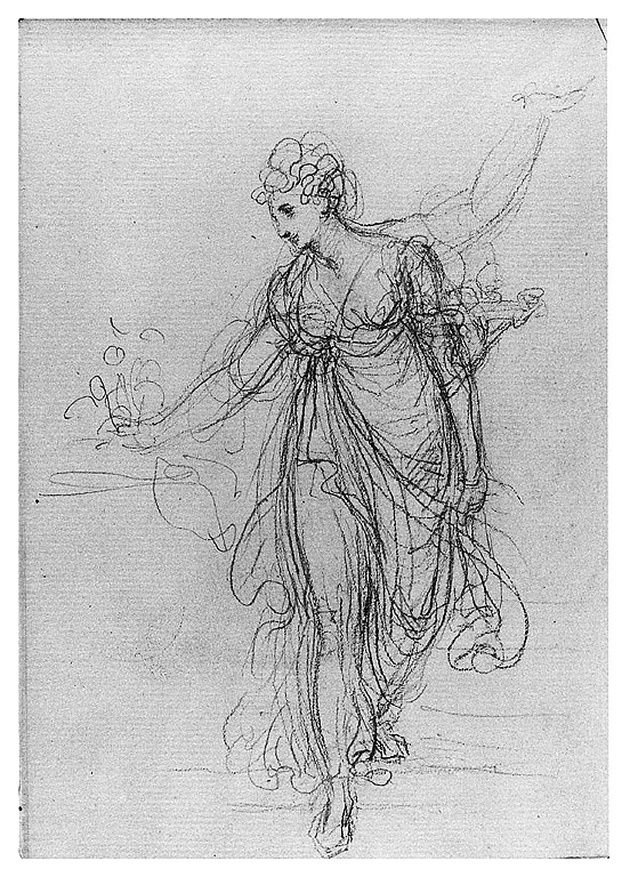 figura femminile con fiori (disegno, opera isolata) di Cosway Richard (fine sec. XVIII)