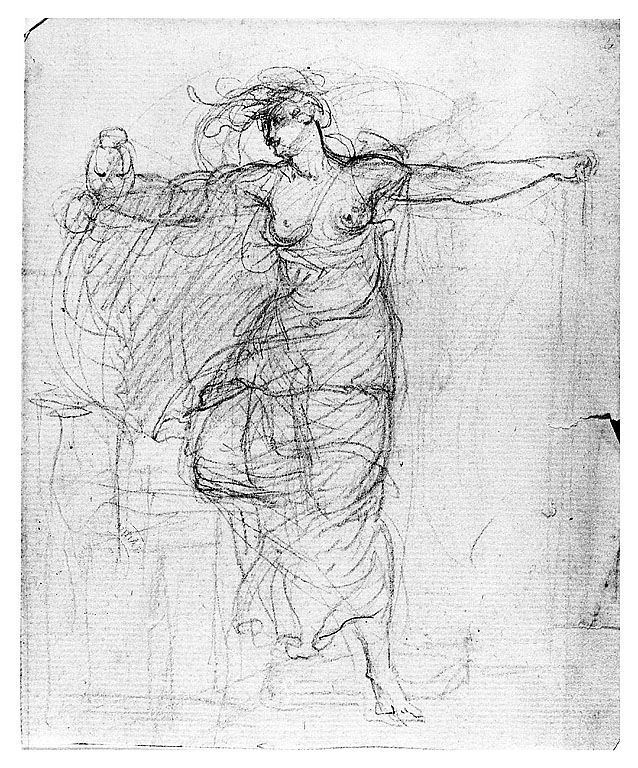 figura femminile con braccia spalancate (disegno, opera isolata) di Cosway Richard (fine sec. XVIII)