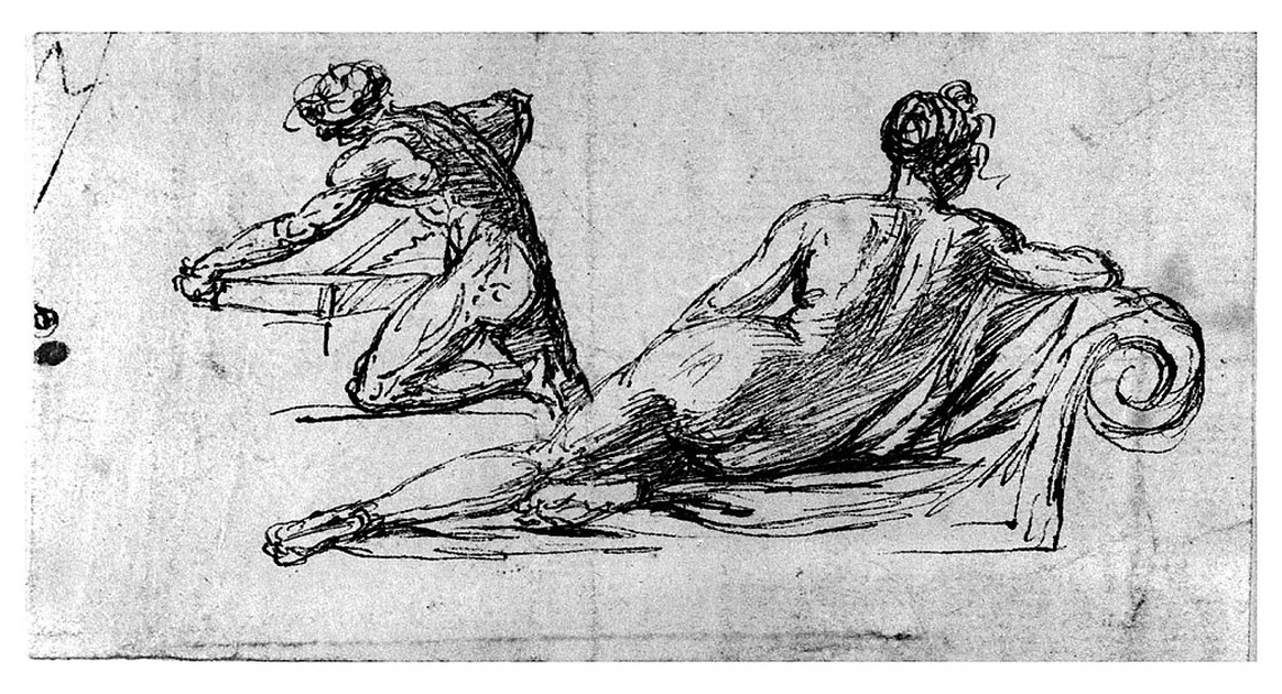 giovane nudo con figura femminile nuda (disegno, opera isolata) di Cosway Richard (fine sec. XVIII)