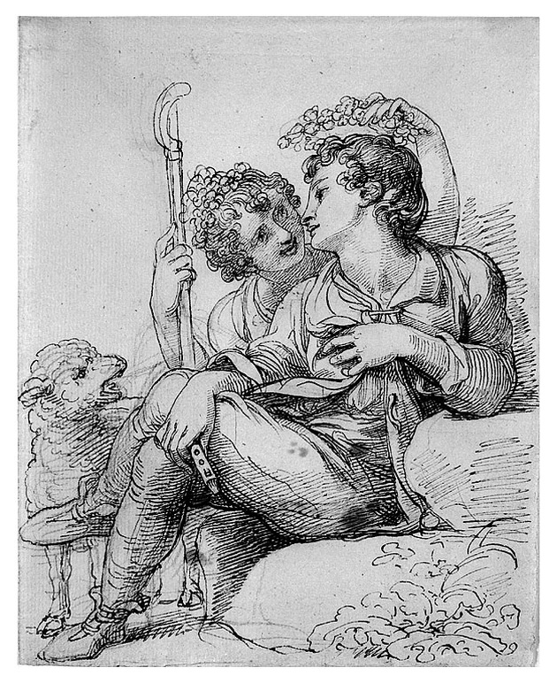 pastore e giovane donna (disegno, opera isolata) di Cosway Richard (sec. XVIII)