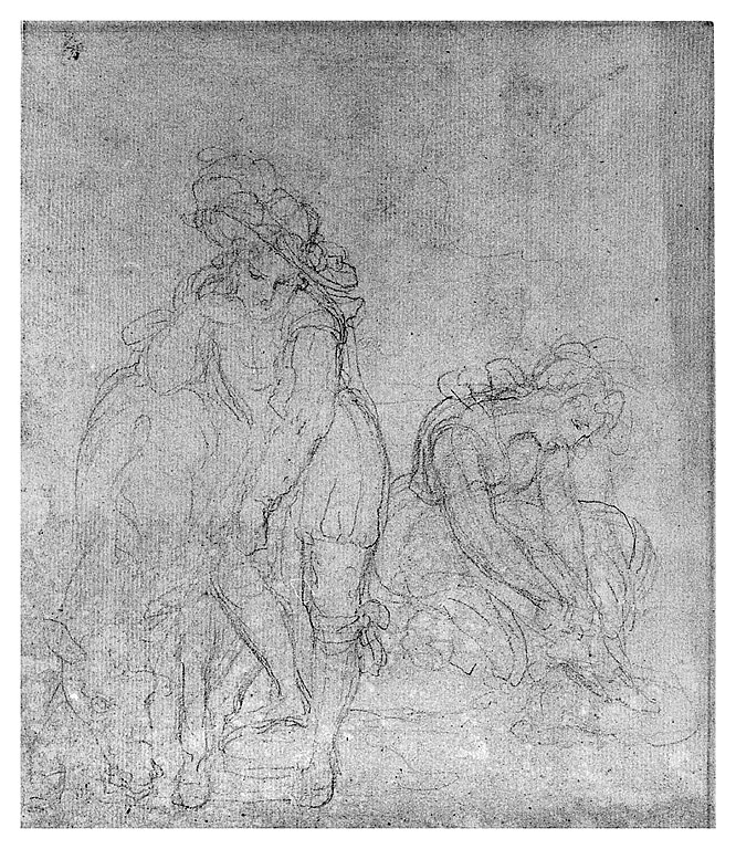 figura maschile con figura femminile/ cavalli (disegno, opera isolata) di Cosway Richard (sec. XVIII)