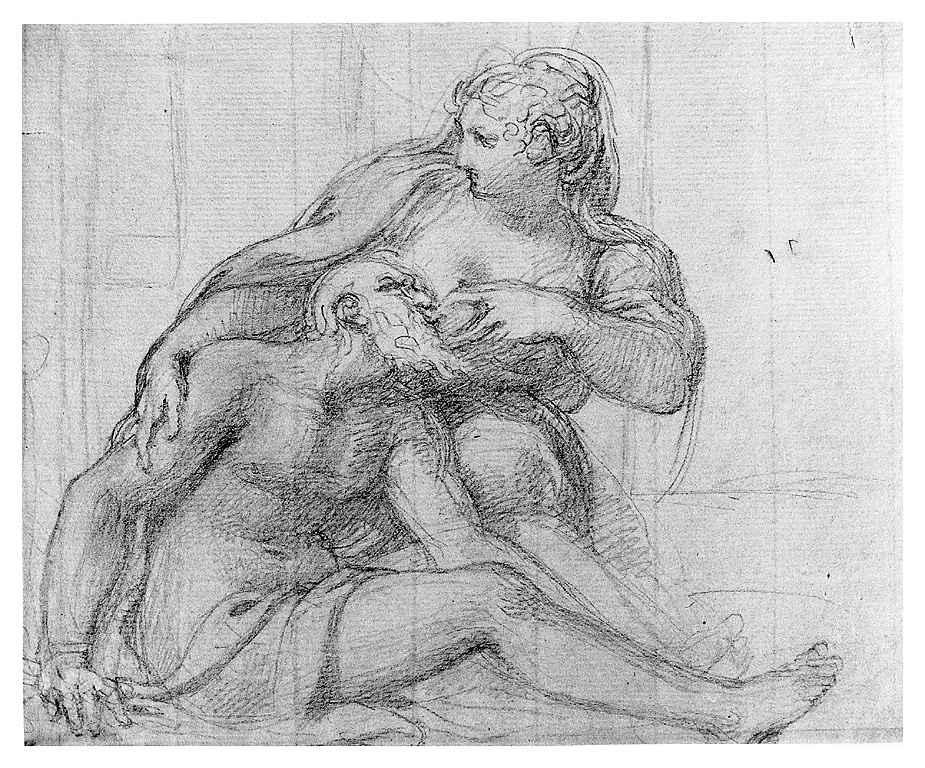 Cimone e Pero, figura femminile con figura maschile di anziano (disegno, opera isolata) di Cosway Richard (sec. XIX)