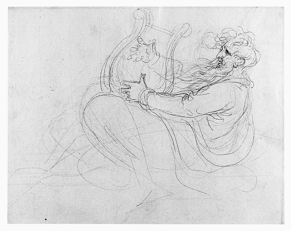 figura maschile con cetra (disegno, opera isolata) di Cosway Richard (sec. XVIII)