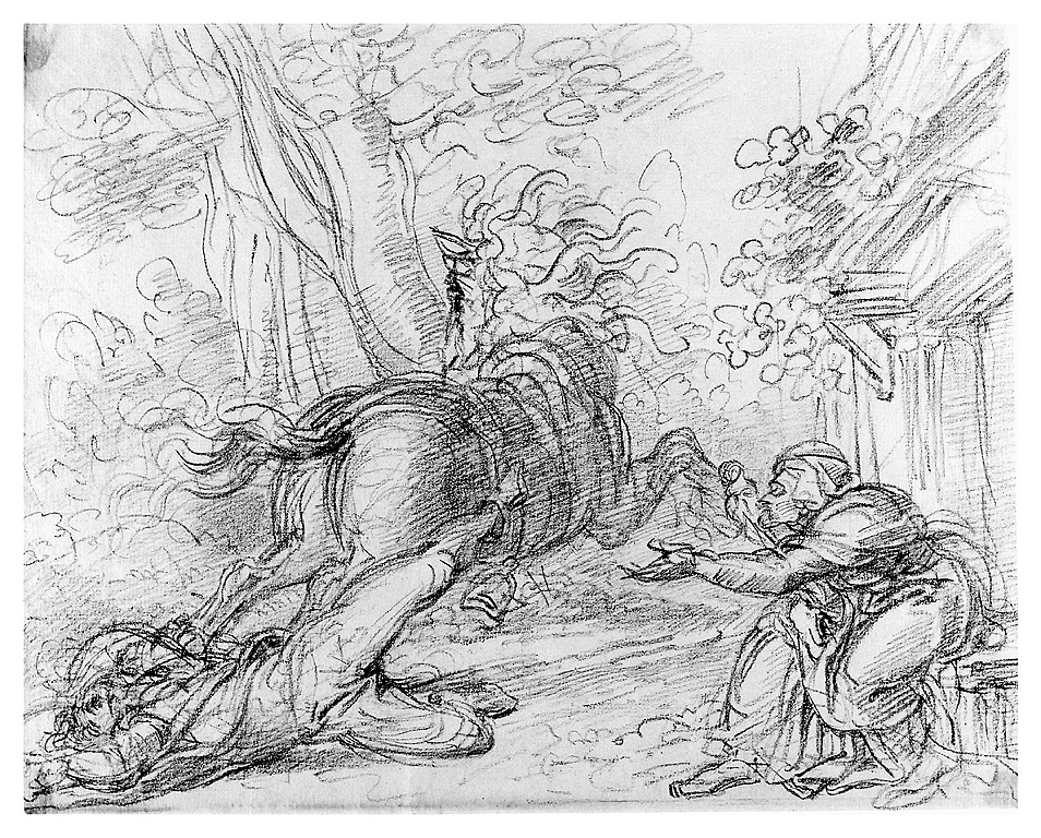 incidente a cavallo (disegno, opera isolata) di Cosway Richard (sec. XVIII)