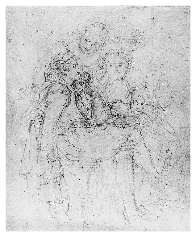 Incontro galante, figura maschile con figure femminili (disegno, opera isolata) di Cosway Richard (sec. XVIII)