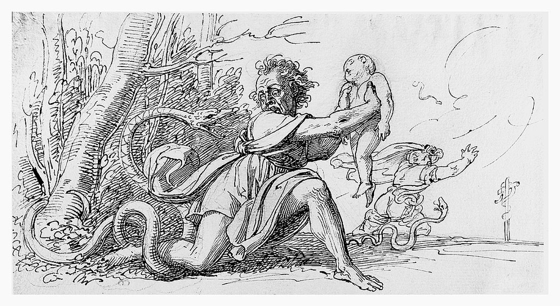 Laocoonte e i figli strangolati da due serpenti (disegno, opera isolata) di Cosway Richard (sec. XVIII)