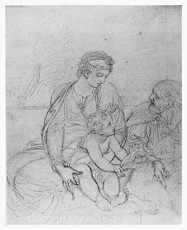 Sacra Famiglia con agnellino (disegno, opera isolata) di Cosway Richard (sec. XVIII)
