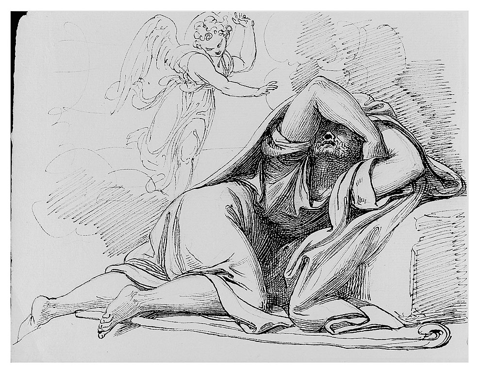 Il sogno di Giuseppe, storie della vita di Maria Vergine e San Giuseppe (disegno, opera isolata) di Cosway Richard (sec. XVIII)
