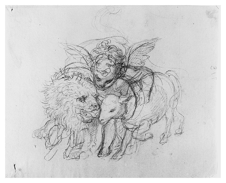 angioletto con animali (disegno, opera isolata) di Cosway Richard (sec. XVIII)
