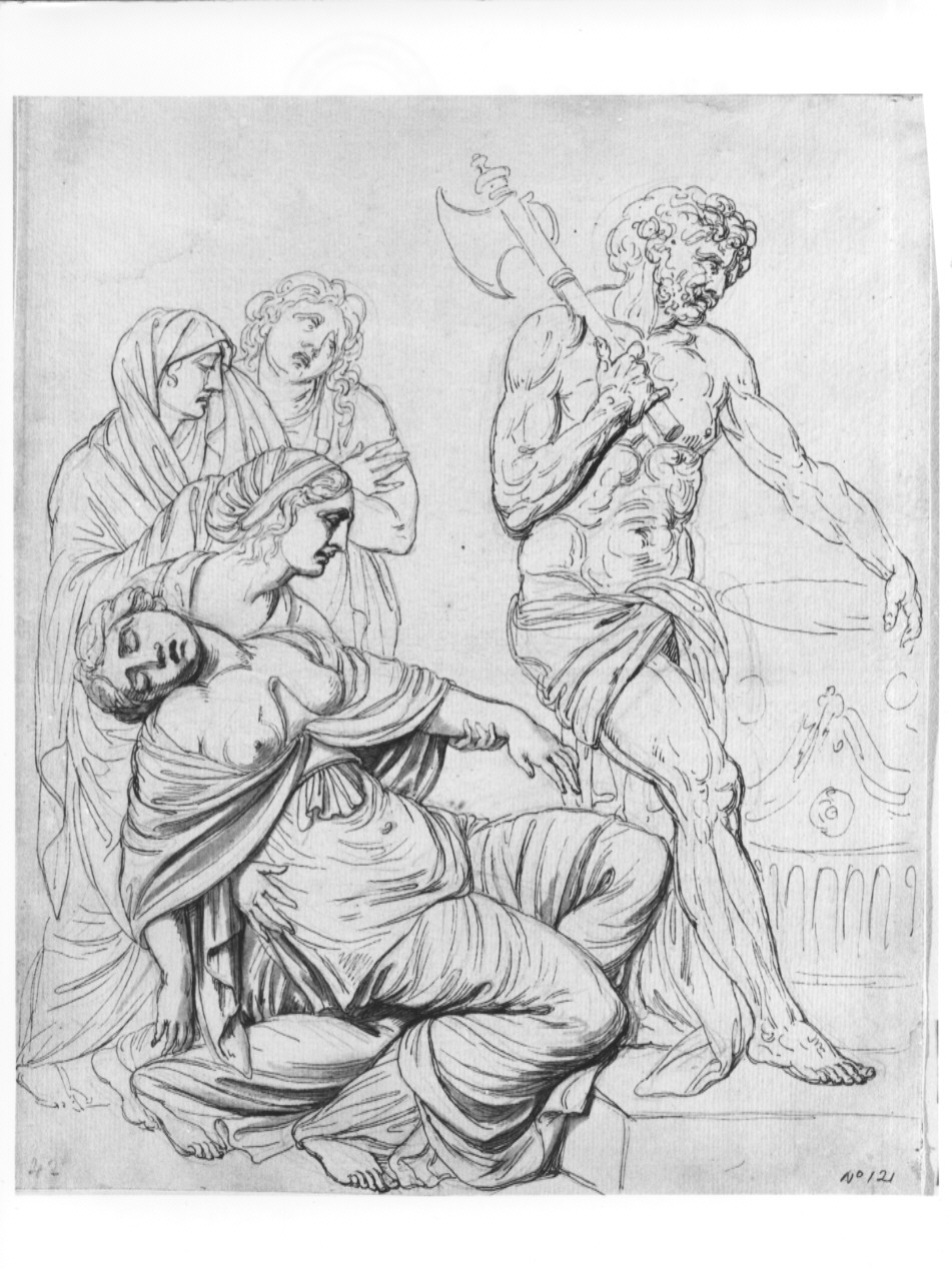 figure femminili dolenti con figura maschile (disegno, opera isolata) di Cosway Hadfield Maria (sec. XIX)