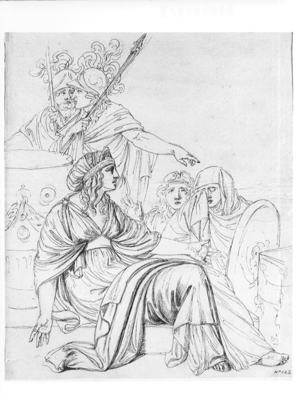 figure femminili dolenti con figure maschile (disegno, opera isolata) di Cosway Hadfield Maria (sec. XIX)