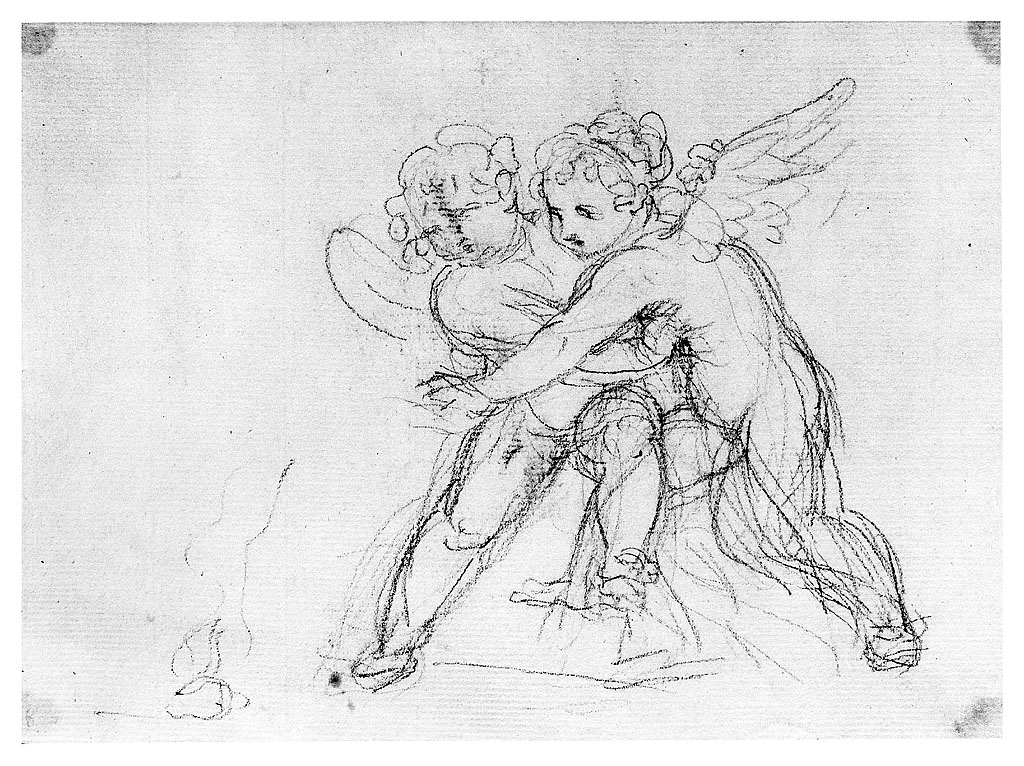 amorini che giocano//figura maschile (disegno, opera isolata) di Cosway Richard (fine sec. XVIII)