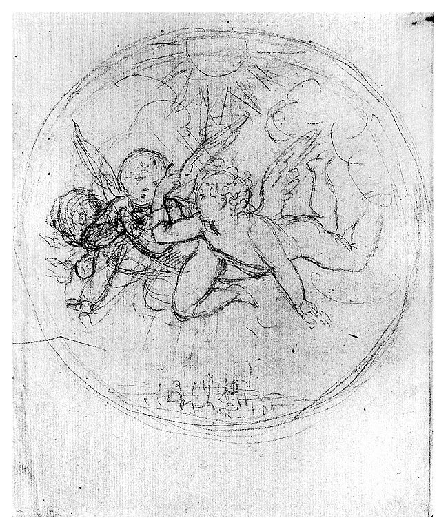 angioletti che volano sopra una città (disegno, opera isolata) di Cosway Richard (fine sec. XVIII)