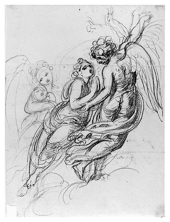 figure femminili con angelo (disegno, opera isolata) di Cosway Richard (fine/inizio secc. XVIII/ XIX)