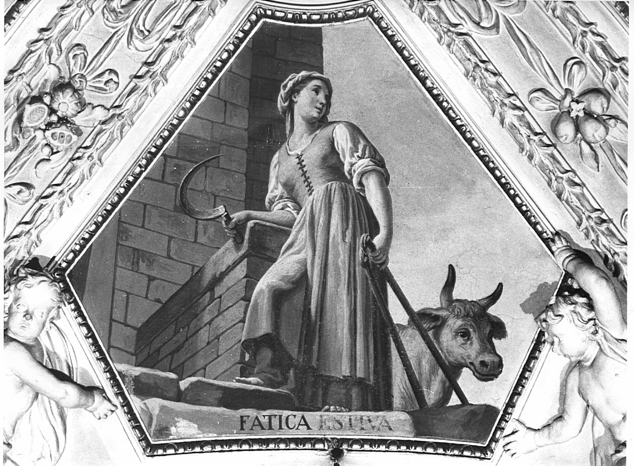 Allegoria della Fatica Estiva (dipinto, elemento d'insieme) di Orelli Vincenzo Angelo (fine sec. XVIII)