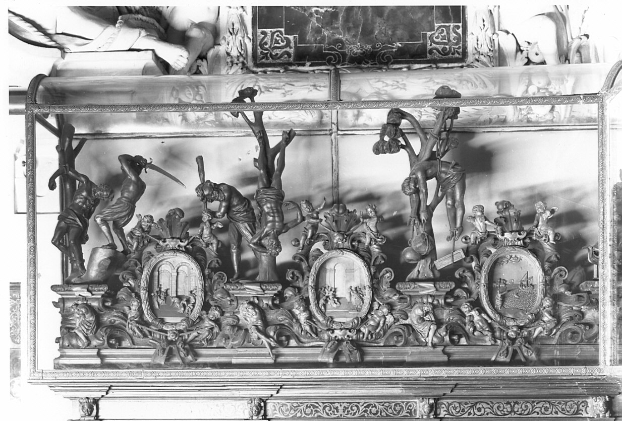 Martirio di San Ponziano, San Gorgonio, San Quirino (scultura, complesso decorativo) di Fantoni Andrea (e aiuti) (secc. XVII/ XVIII)