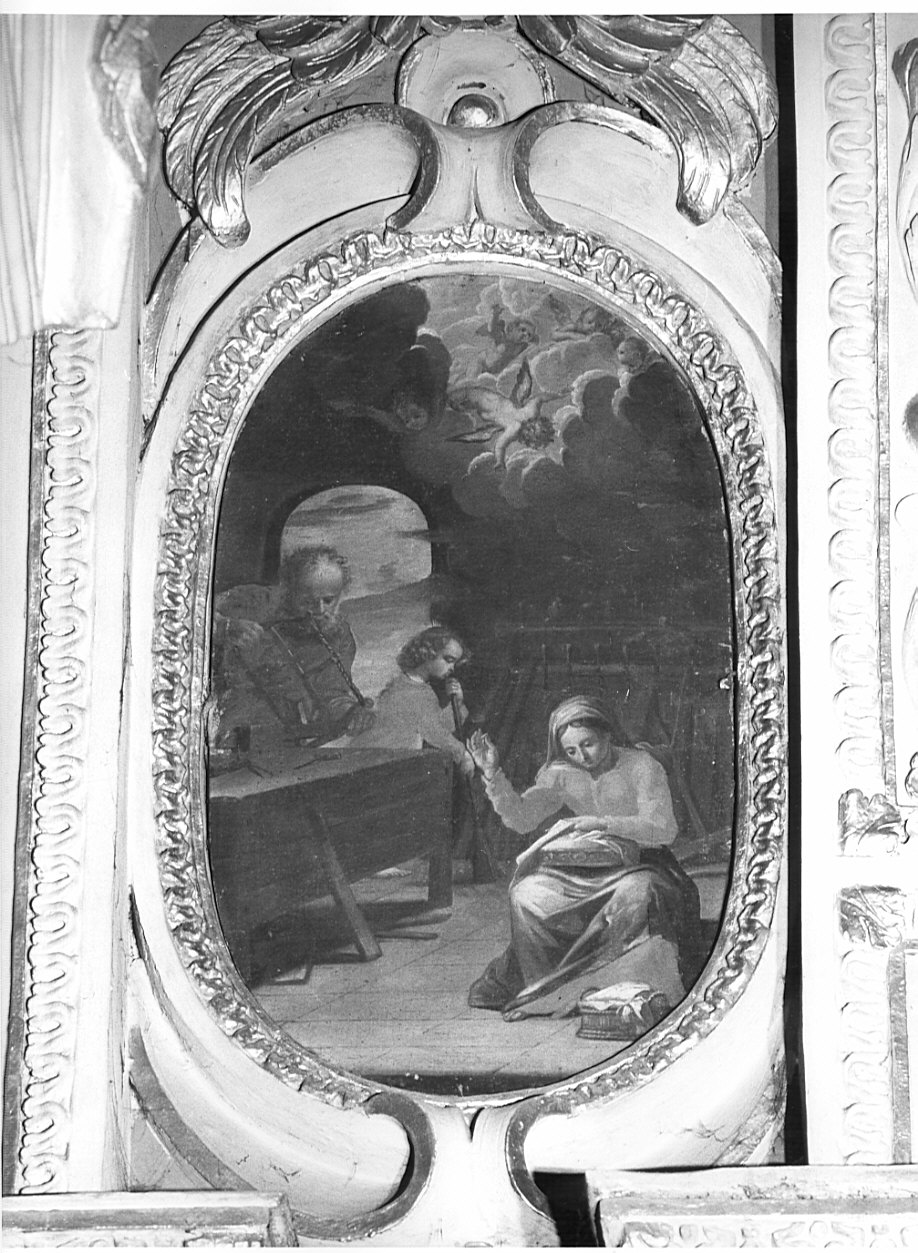 San Giuseppe nella sua bottega di falegname (dipinto, elemento d'insieme) - ambito bergamasco (sec. XVIII)