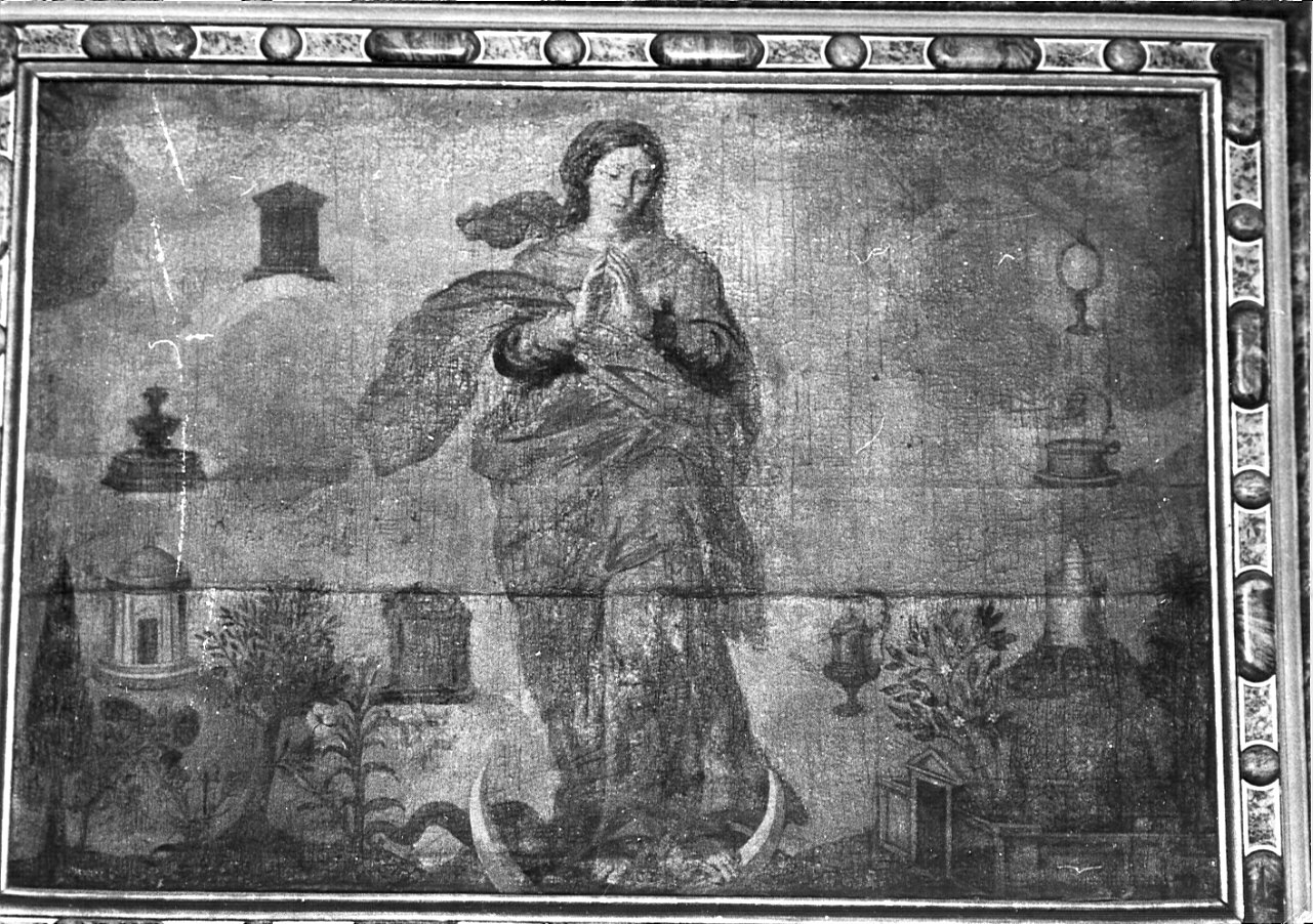 Madonna di Lourdes (dipinto, opera isolata) di Galizzi Luigi (attribuito) (sec. XIX)