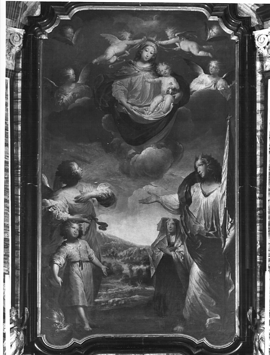 Madonna con Bambino, Sant'Orsola e angelo custode (pala d'altare, opera isolata) - ambito italiano (fine, ultimo quarto sec. XVII, sec. XVIII)