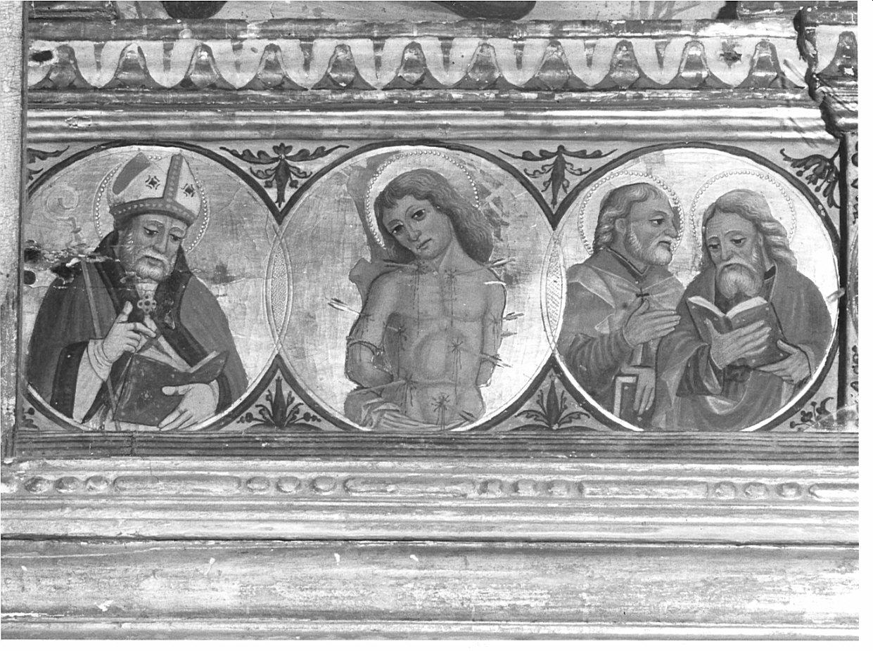 Cristo benedicente tra Santi (predella, elemento d'insieme) - ambito bergamasco (primo quarto sec. XVI)