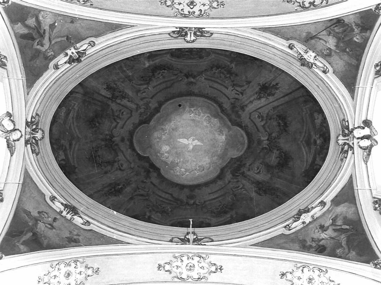 quadratura architettonica/ Spirito Santo e cherubini (dipinto, elemento d'insieme) di Galliari Bernardino, Galliari Fabrizio (sec. XVIII)