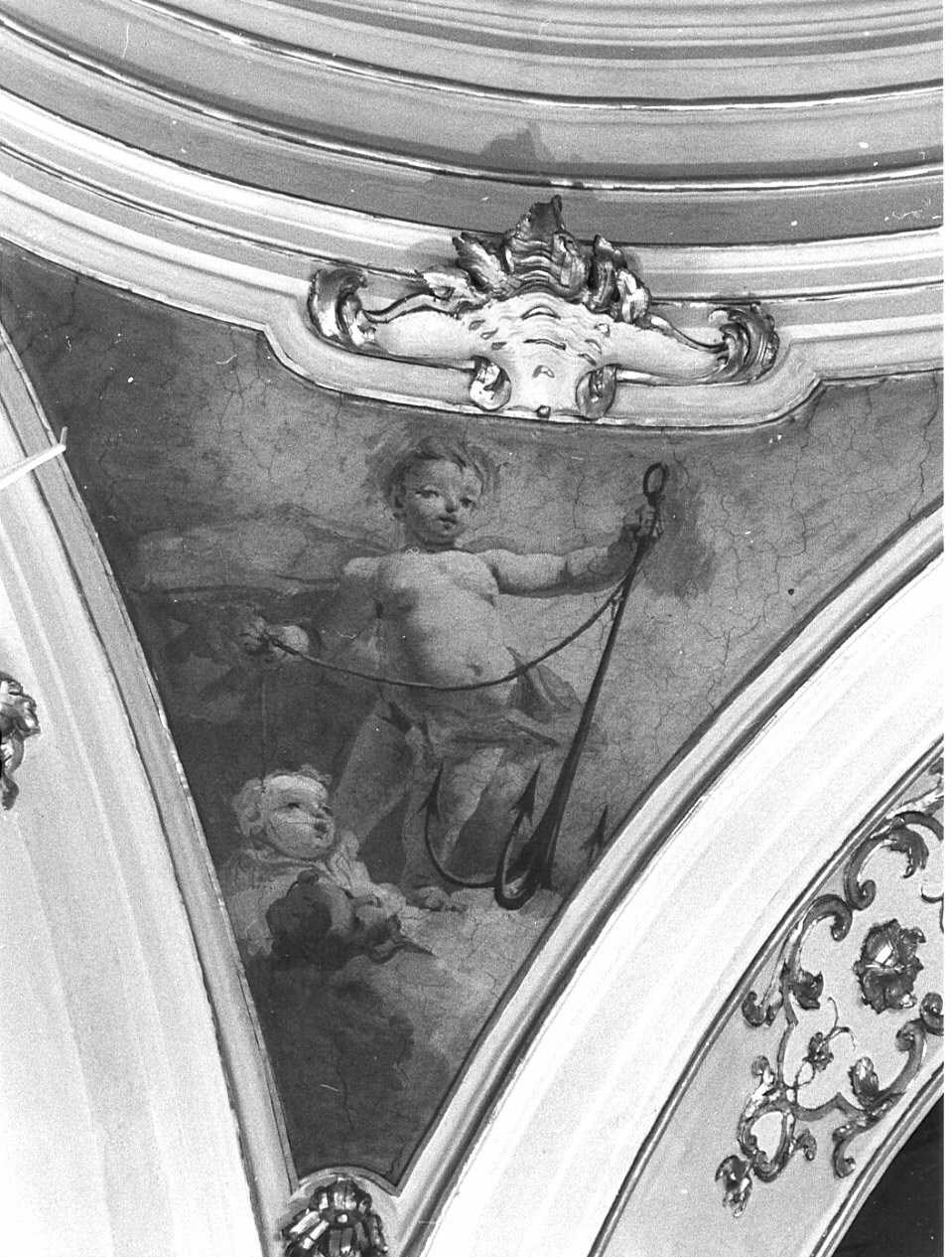 angelo con ancora (dipinto, elemento d'insieme) di Galliari Bernardino, Galliari Fabrizio (sec. XVIII)