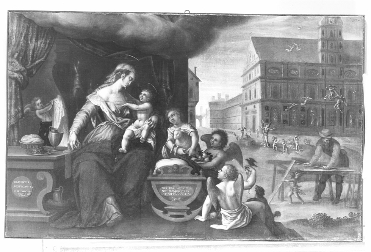 Sacra Famiglia (dipinto, opera isolata) - ambito bergamasco (sec. XVII)