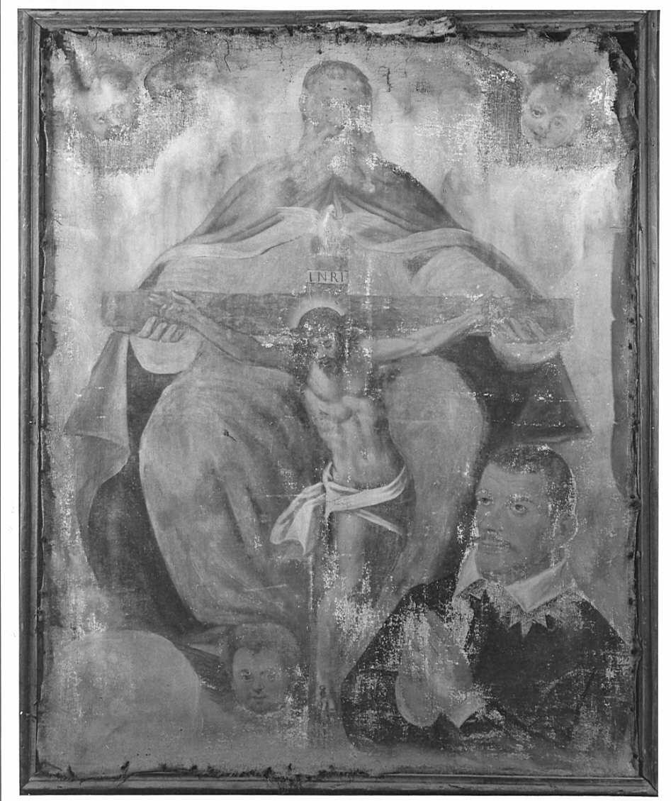 Trinità e devoto (dipinto, opera isolata) - ambito bergamasco (sec. XVII)