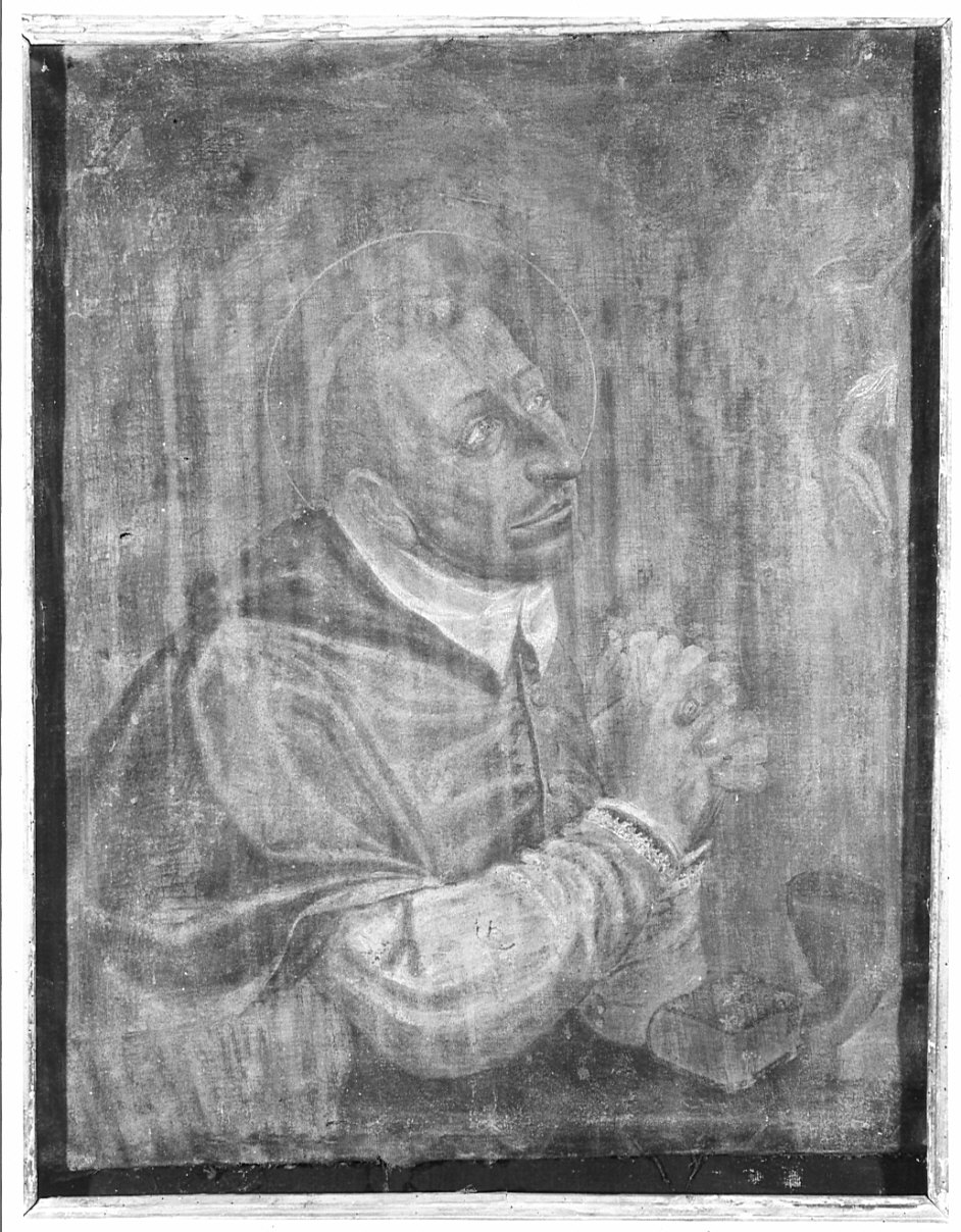San Carlo Borromeo in adorazione della croce (dipinto, opera isolata) - ambito bergamasco (sec. XVII)