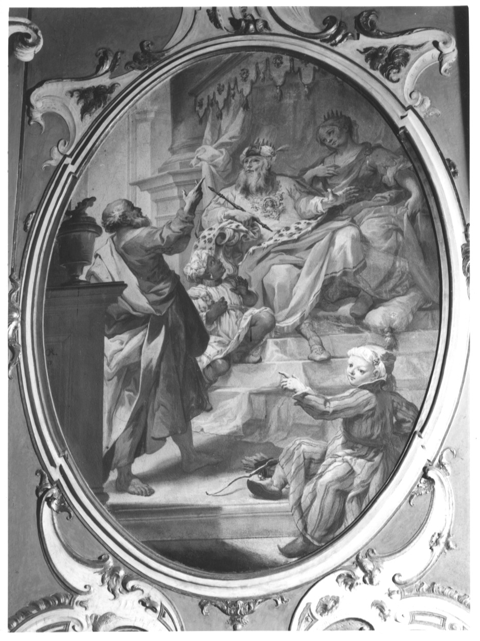 San Bartolomeo discute davanti al re Astrage (dipinto, ciclo) di Orelli Giuseppe Antonio (sec. XVIII)