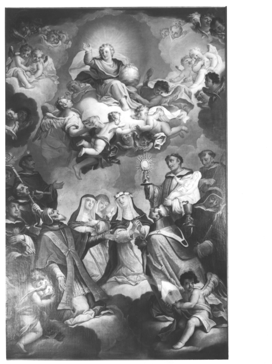 Gesù Bambino con Santi domenicani (pala d'altare, opera isolata) di Brina Giuseppe (attribuito) (sec. XVIII)